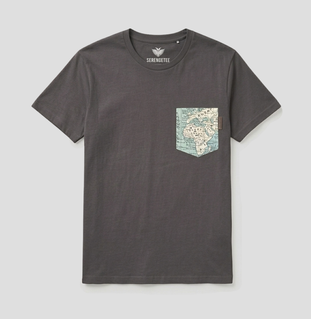 Gray t-shirt with a logo on a white background