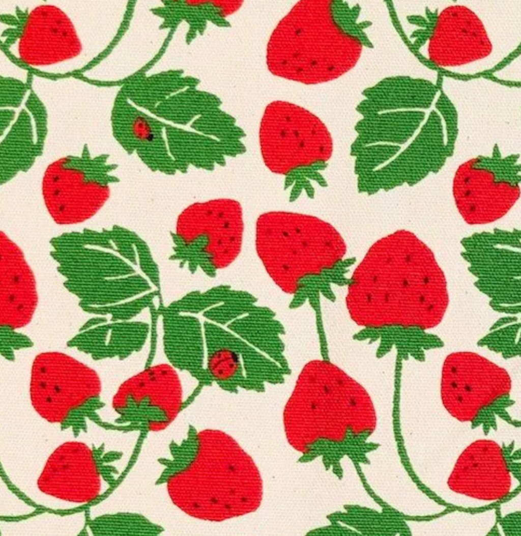 Strawberry fabric with ladybugs